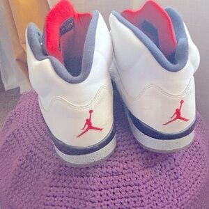 Jordan Men's White Sneakers with Red Accents